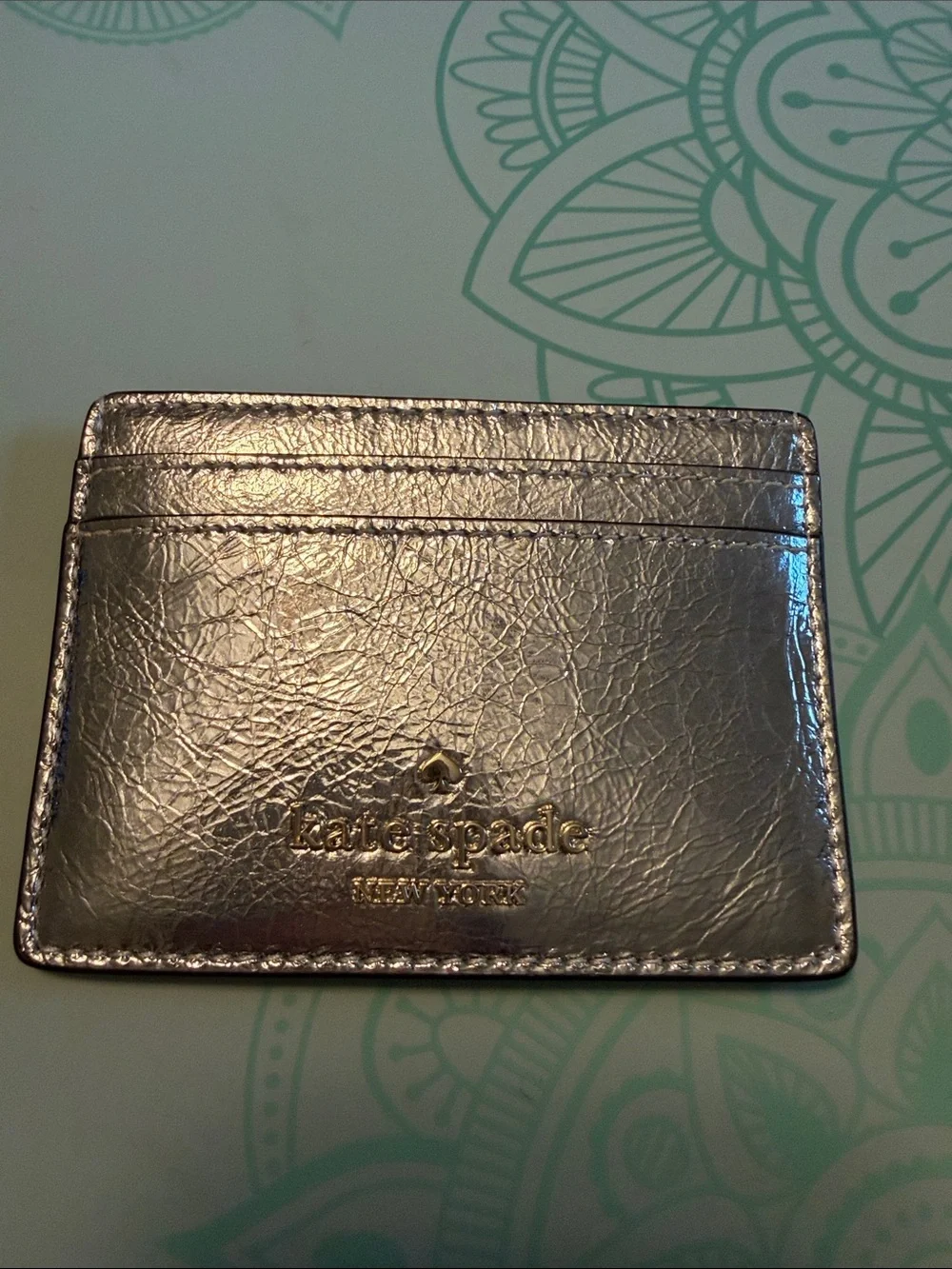 kate spade Metallic Silver Slim Card Case